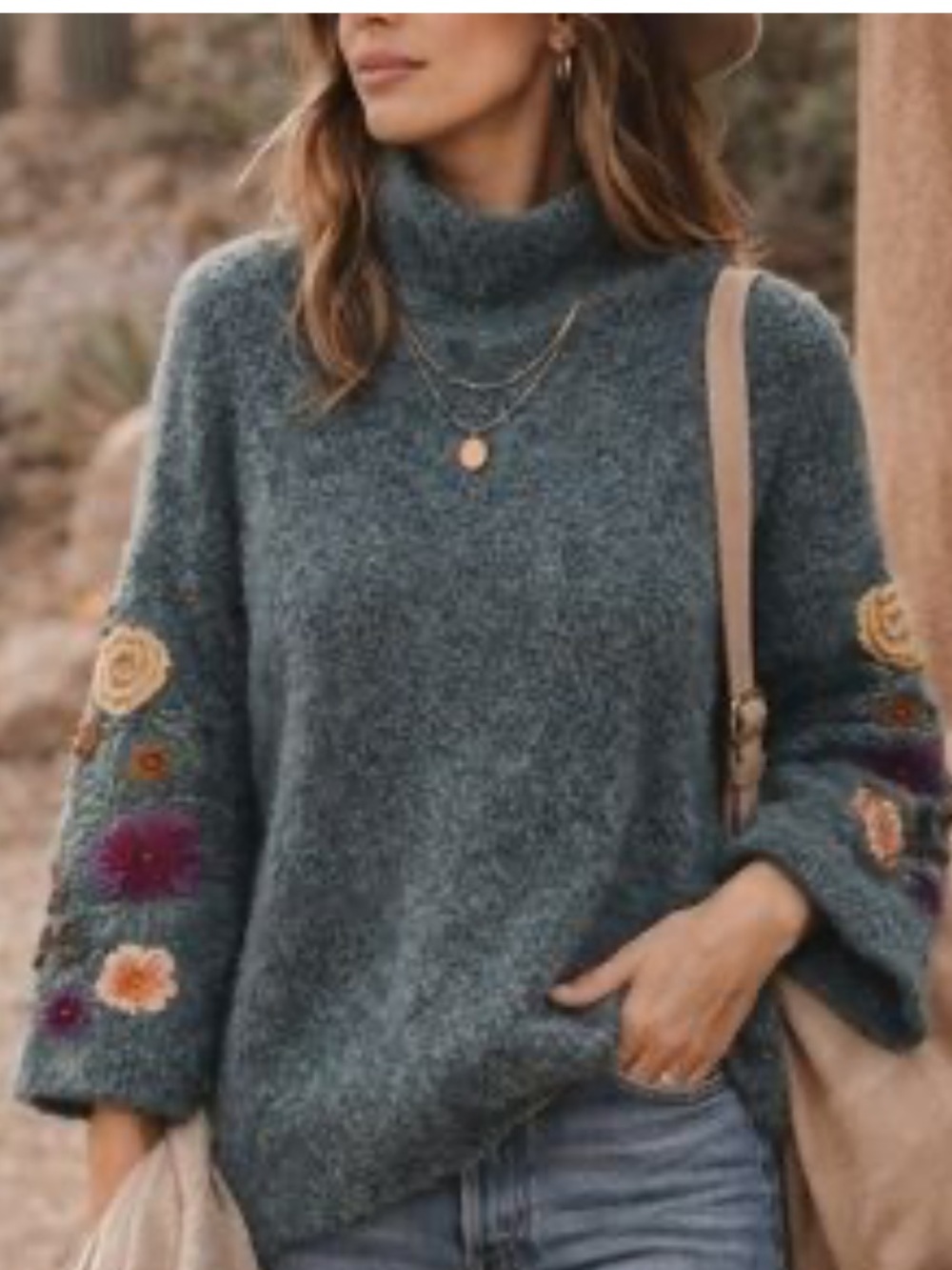 Anthropologie Sleeping on snow Floral Embroidered Knit Sweater S